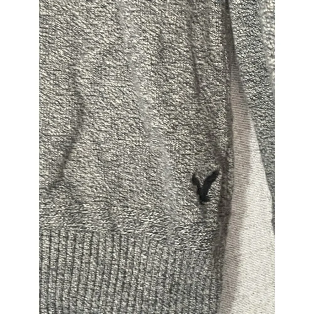 American Eagle Sweater Mens Extra Large Grey Long Sleeve 1/4 Button Up Collared